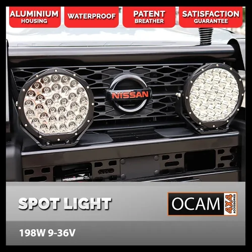 OCAM Illuminate Series 9" LED Driving Spot Lights 198W 9-36V, V2