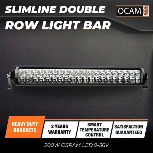 OCAM 20'' Slimline Double Row Light Bar 200W Osram LED 12 & 24v