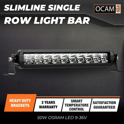 OCAM 10'' Slimline Single Row Light Bar 50W OSRAM LED 9-36V