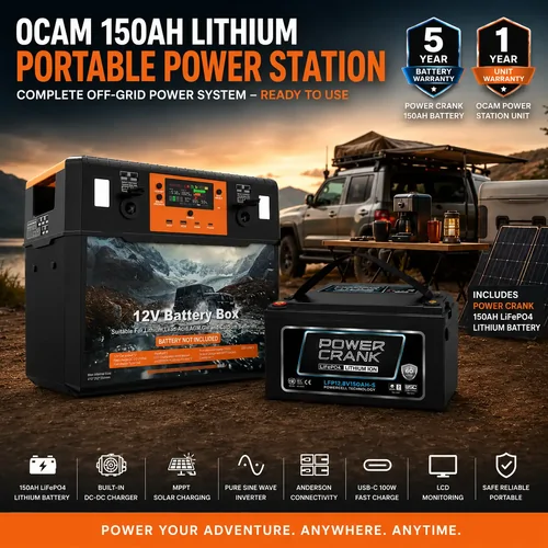 OCAM Complete Portable Power Station 40A 1500W 150 Ah | Built-in DC-DC Charger, MPPT Solar & Pure Sine Wave Inverter I Battery Included