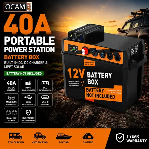 OCAM Portable Power Station 40A | Built-in DC-DC Charger & MPPT Solar | Battery Not Included