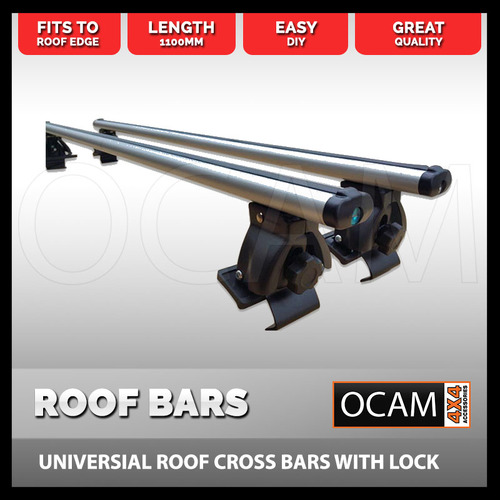 Universal Roof Cross Bars With Lock - Brushed Aluminium
