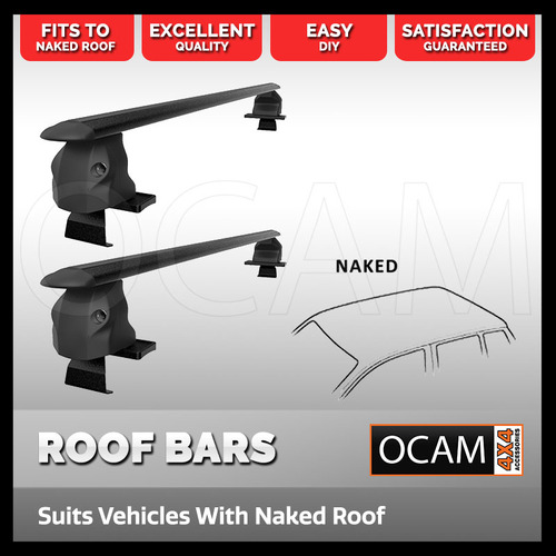 Aluminium Cross Bar Roof Racks, 1210mm, Suits Vehicles with Naked Roof, Black Powder Coated, Universal Fit