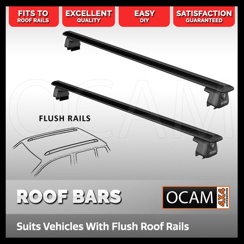 Aluminium Cross Bar Roof Racks, 1210mm, Suits Vehicles with Flush Rails, Black Powder Coated, Universal Fit