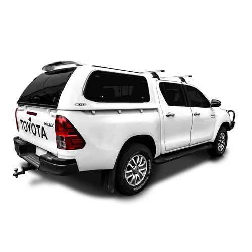 OCAM Fibreglass Canopy for Toyota Hilux N80 2015-Current Dual Cab - J Deck Tub [Canopy Colour: Frosted White - 089] [windows: Mechanical Lift Up]