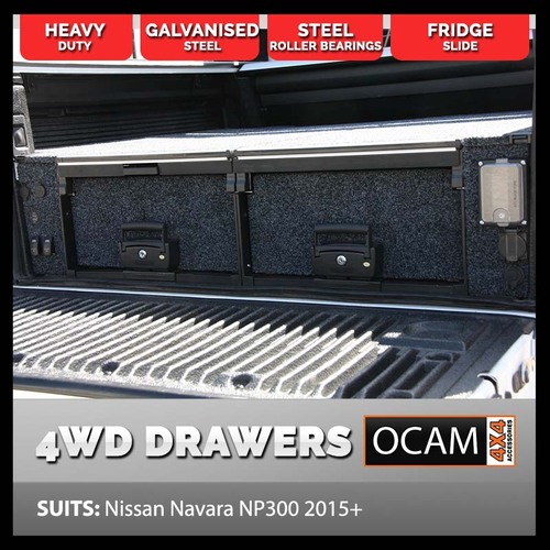OCAM Rear Drawers for Nissan Navara NP300, Dual Cab, 07/2015-Current, D23