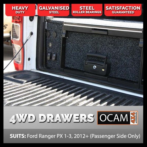 OCAM Rear Drawer (Passenger Side Only) for Ford Ranger PX PXMKII PXMKIII 2011-06/2022, Dual Cab, Suits Wildtrak Tub-Liner