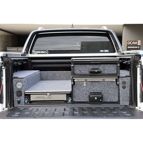 OCAM Aluminium Rear Drawers For Ford Ranger NextGen 07/2022+ & VW Amarok 05/2013+ Dual Cab, Touring Pack