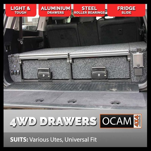 OCAM Aluminium Rear Drawers Universal For Various Utes, Dual Cab, 1355mm long
