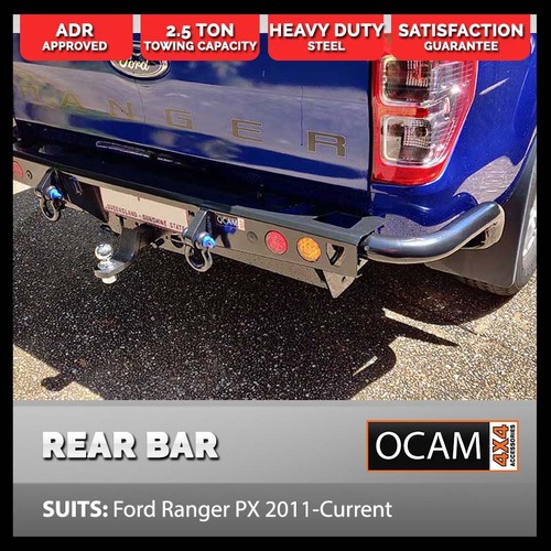 Rear Bar For Ford Ranger PX 2012-Current, Heavy Duty Steel, ADR Approved, Tow Bar