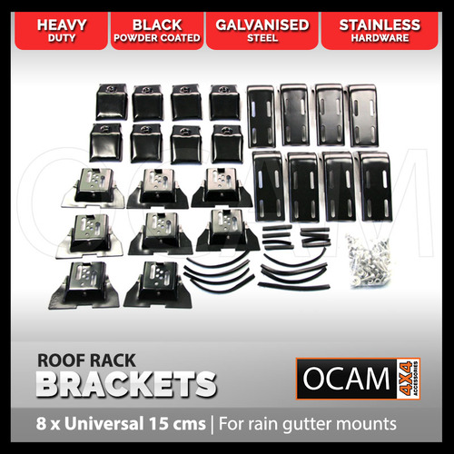 8 Roof Rack Brackets Universal 15 cms - for rain gutter mounts 4x4 4WD
