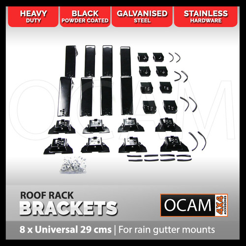 8 Roof Rack Brackets Universal 29 cms - For Rain Gutter Mounts 4WD 4x4