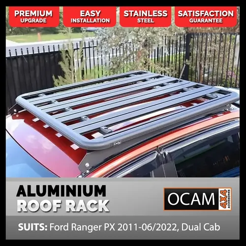 OCAM CMM Aluminium Platform Flat Roof Rack for Ford Ranger PX 2011-06/2022, Dual Cab