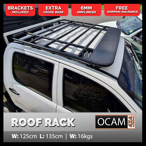 OCAM Aluminium Flat Platform Roof Rack for Dual Cab, Alloy, Without Mesh