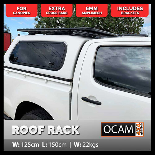 OCAM Aluminium Canopy Roof Rack Flat Alloy 3/4, 1500 x 1250mm With Rollers