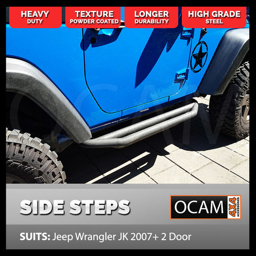 Rock Sliders for Jeep Wrangler JK 2-Door Side Steps Bars 2007+ Heavy Duty Steel