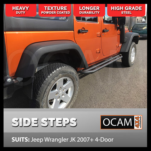 Rock Sliders for Jeep Wrangler JK 2007+ 4-Door Side Steps Bars Heavy Duty Steel 4WD 4X4