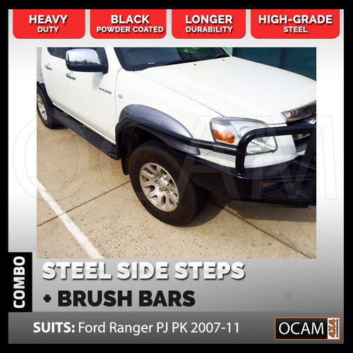 OCAM Steel Side Steps & Brush Bars for Ford Ranger PJ PK 2007-11