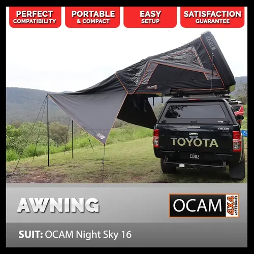 Awning to Suit OCAM Night Sky 16, (1.6m), Aluminium Side Opening Rooftop Tent