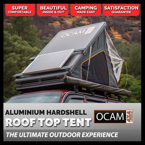 OCAM Aluminium Hardshell Roof Top Tent - Rear Opening, Clam Shell Camping