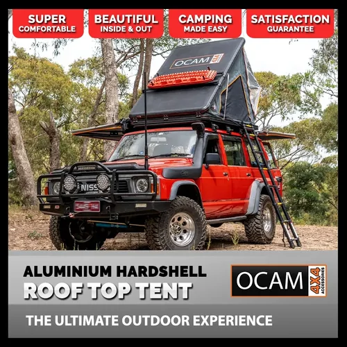 OCAM Aluminium Hardshell Roof Top Tent - Rear Opening, Clam Shell Camping