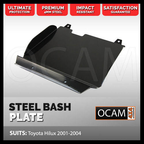 OCAM Steel Bash Plates For Toyota Hilux 2001-2004 Diesel Only, 4mm - Black