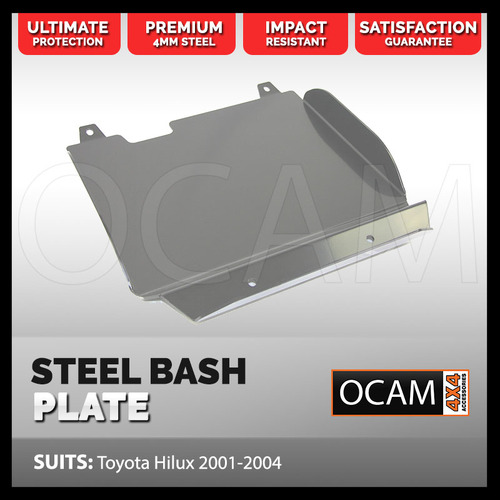 OCAM Steel Bash Plates For Toyota Hilux 2001-2004 Diesel Only, 4mm - Silver