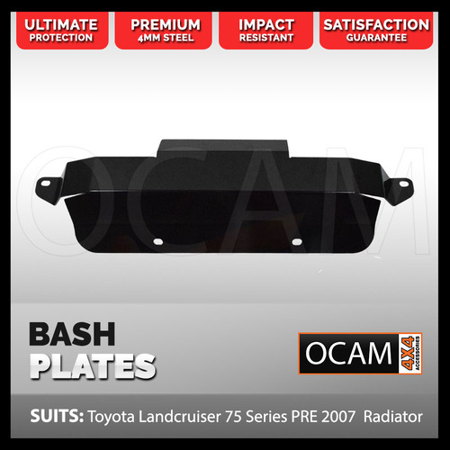 OCAM Steel Bash Plates For Toyota Landcruiser 75 Series PRE 2007  Radiator , 4mm BLACK