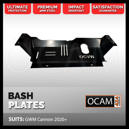OCAM Steel Bash Plate For GWM Cannon 2020+ , Transmission 4mm BLACK