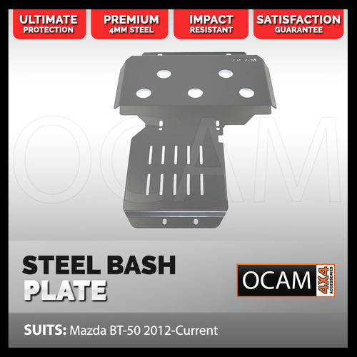 OCAM Steel Bash Plates for Mazda BT-50 11/2011-08/2020, 4mm Steel, Silver BT50