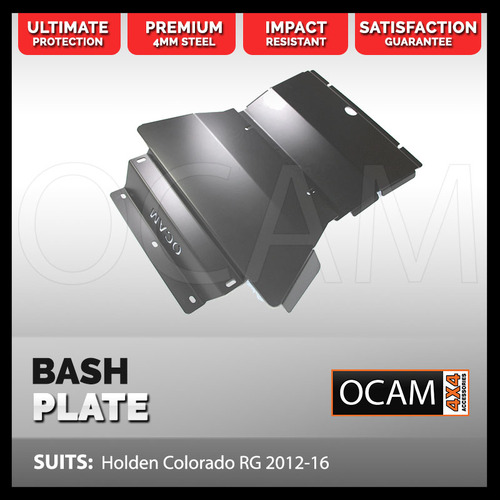 OCAM Steel Bash Plates For Holden Colorado RG 2012-06/2016, 4mm Steel Silver
