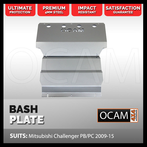 OCAM Steel Bash Plates For Mitsubishi Challenger PB PC 2009-15, Steel 4mm Silver