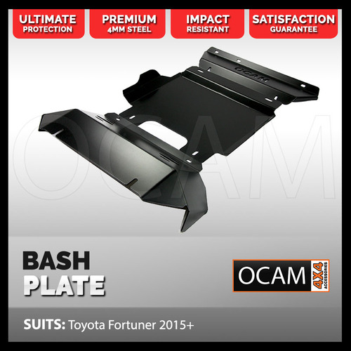 OCAM Steel Bash Plate For Toyota Fortuner 2015-Current, 4mm, Black