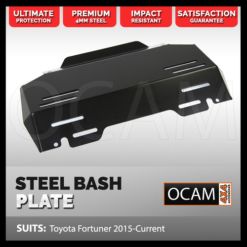 OCAM Steel Bash Plate For Toyota Fortuner 2015-Current, 4mm, Black (1 Piece)