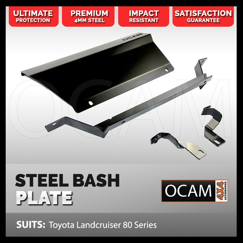 OCAM Steel Bash Plates For Toyota Landcruiser 80 Series -4mm Steel Black