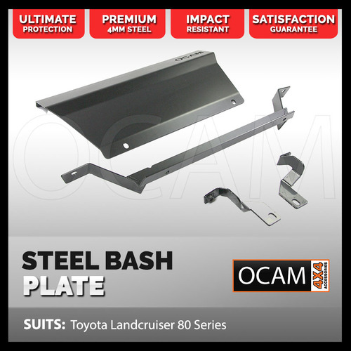OCAM Steel Bash Plates For Toyota Land Cruiser 80 Series - 4mm Steel Silver