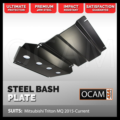 OCAM Steel Bash Plates for Mitsubishi Triton MQ MR 05/2015-2023, 4mm-Black 2nd style