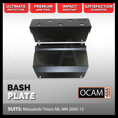 OCAM Steel Bash Plates For Mitsubishi Triton ML MN 2006-04/2015, 4mm-Black, #2