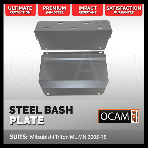 OCAM Steel Bash Plates For Mitsubishi Triton ML MN 2006-15, 4mm - Silver #2