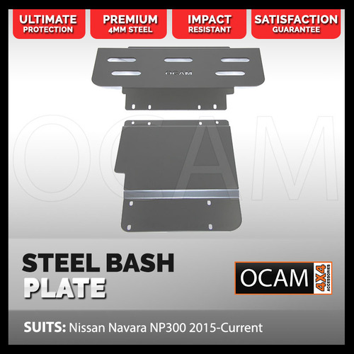 OCAM Steel Bash Plates For Nissan Navara NP300 2015-2020, 4mm Silver