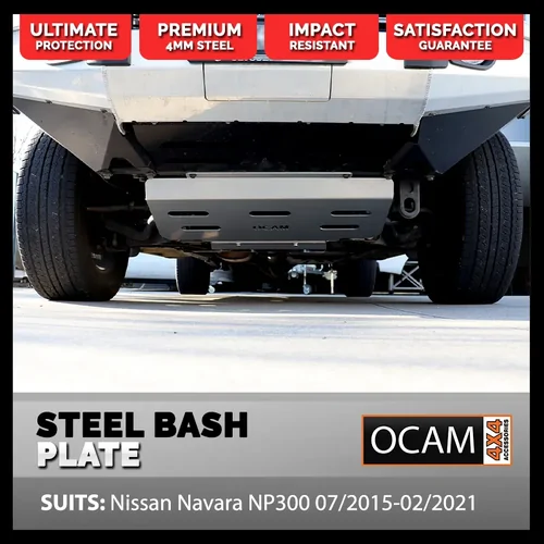 DISCONTINUED - OCAM Steel Bash Plates for Nissan Navara NP300 07/2015-02/2021, 4mm Silver