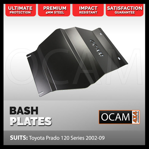 OCAM Steel Bash Plates For Toyota Prado 120 series 2002-09 4mm Black