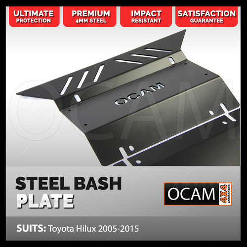 OCAM Steel Bash Plates For Toyota Hilux N70 SR SR5 2005-15 4mm, Black