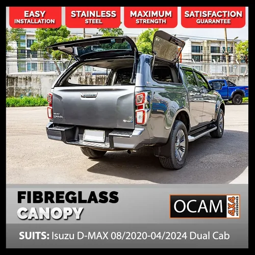 OCAM Fibreglass Canopy for Isuzu D-MAX 08/2020-04/2024 Dual Cab