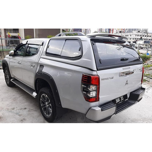 OCAM 4x4 Fibreglass Canopy for Mitsubishi Triton MQ MR 05/2015-2023 Dual Cab ,Windows: Mechanical Lift Up, Canopy Colour: Black - X08