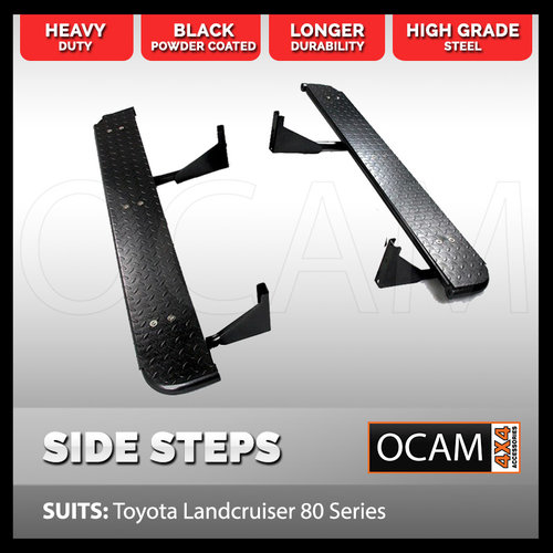 Steel Side Steps For Toyota Landcruiser 80 Series Heavy Duty