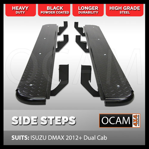 OCAM Steel Side Steps For ISUZU D-MAX 06/2012-20 Dual Cab DMAX