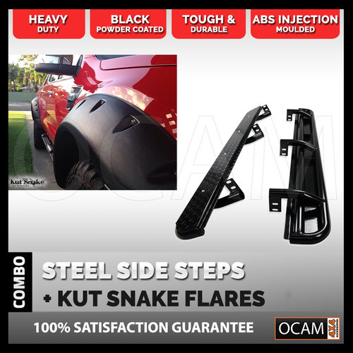 OCAM Steel Side Steps & Kut Snake Flares for Ford Ranger PX 2012-2018 - Monster