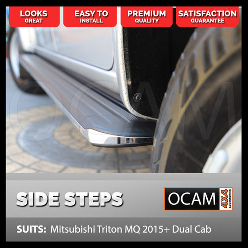 Aluminium Side Steps for Mitsubishi Triton MQ MR 05/2015-2023 Dual Cab Running Boards