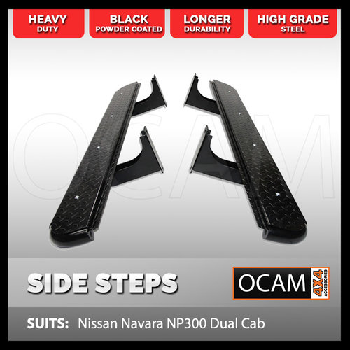 OCAM Steel Side Steps for Nissan Navara NP300 Dual Cab 07/2015-2022